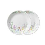 CORELLE CORELLE Asia Collection Blooms 26 cm Dinner Plate, Lightweight & Durable, Made of Vitrelle Glass, Microwave & Dishwasher Safe, Elegant Crockery for Dining & Gifting - Set of 2