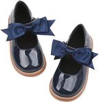 Kiderence Toddler Little Girls Mary Jane Dress Shoes School Oxford for Girls Navy Blue Flats Size 10M