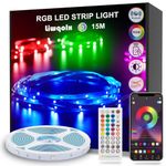 LED Strip Lights 15m, RGB Bluetooth Ultra-Long LED Light with Remote, Music Sync, Smart App Control, Colorful LED Lights Strip for Bedroom, Home, Party, Bar