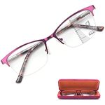 Missfive Premium Progressive Multifocus Metal Computer Reading Glasses For Women & A Hard Case, No Line Multifocal Readers with No Broken Spring Hinge(Workspace For Near Range 2.50x)