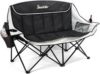 Seaonar Double Camping Chair for Adults Outdoor Folding Chair with 2 Cooler Bags Support 500lbs Heavy Duty Camp Chair for Outdoor Sports Beach - Black&Grey