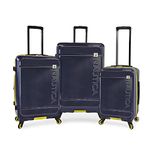 NAUTICA Roadie 3pc Hardside Luggage Set, Navy/Yellow, Roadie 3pc Hardside Luggage Set