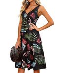 II ININ Women's Casual Summer V Neck Sleeveless Button Down Tank Dress Midi Floral Beach Sundress with Pockets(Floral 4,M)