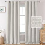 H.VERSAILTEX Linen Curtains Blackout Curtains 84 inches Long Room Darkening Thermal Insulated Grommet Top Window Drape for Bedroom Boho Curtains for Sliding Glass Door, 2 Panels Set Heather Off White