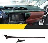 taruisixt Fit for Toyota Hilux 2015-2021 Real Carbon Fiber (Soft) Interior Accessories Central Dashboard Decorative Panel Protective Sticker