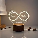 WOWOOD Anniversary Gift For Couple Wedding Gift LED Lamp Love Night Light (Infinity Design, Wood, Warm White, Pack Of 1)