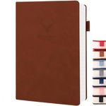 UIRIO Thick Journal Notebook (Brown) - 360 Pages A5 Daily Journal Lined Paper - Wide Ruled Notebooks for Work, Writing, School, Men, Women, Dairy