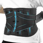 6xigouma Back Brace for Lower Back Pain Relief, Breathable Lower Back Support for Women & Men, Lumbar Support Belt with 7 Stays for Herniated Disc, Sciatica, Black (L)