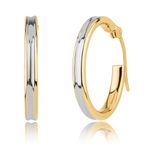 14k Two-Tone Gold Hoops in White & Yellow Gold | 12MM Round Solid Gold Hoop Earrings for Women | Hypoallergenic Real Gold Hoops with Secure Clasps by MAX + STONE