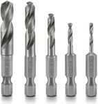 NEIKO 11402A Stubby Drill Bit Set for Metal | 5 Piece | 1/4" Quick Change Hex Shank | M2 High Speed Steel | for Quick Change Chucks and Drives | Drill Bit Holder Included