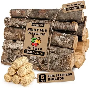 15" Apple & Cherry Firewood Logs with Fire Starters Set - Kiln-Dried Firewood for Fire Pit, Seasoned Wood for Fireplace, Campfire & Pizza Oven - Split Wood for Solo Stove - 1200 cu. in., 15-20lb