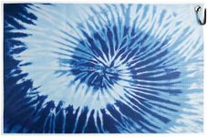 Blue Tie Dye Golf Towel Microfiber Waffle Funny Golf Towels for Golf Bags for Men Women Golf Accessories Super Absorbent Sports Towel with Carabiner Clip Size 24x16 inch (Blue)