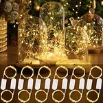 HXWEIYE 12 Pack LED Fairy Lights Battery Operated, 7ft 20LED Warm White Mini Fairy String Lights Mason Jar Lights, Waterproof Firefly Starry Lights Indoor Outdoor