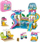 WishaLife Friends Summer Water Park Building Blocks Set for Girls Boys 6 7 8 9 10 11 12-Year-Old, Creative Christmas Birthday STEM Roleplay Toy Gifts for Kids Aged 6-12 (875 Pieces)