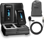 Movo WMX-2 Wireless Camera Microphone with Charging Case - Lavalier Mic for DSLR Cameras, Vlogging, Content Creation, Filmmaking