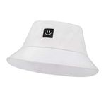 ISIYINER Bucket Hat Foldable Cotton Sun Cap Fisherman's hat Lovely Smile Beach Cap for Holidays School Shopping Hiking 56-58 White