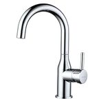 WOWOW Bar Sink Faucet Chrome Modern Single Handle Bar Faucet 1 Hole Small Kitchen Sink Faucet 360 Swivel RV Sink Faucet Mini Bar Tap with Water Supply Hoses