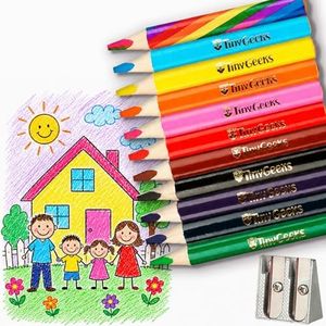 Jumbo Pencils Triangle Short Colored Pencils for Kids and Rainbow Pencil +Sharpener -Perfect for Preschool Toddlers and Beginners +Recommended by Teachers & Experts +Party favours +Art/School Supplies