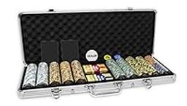 DA VINCI Monte Carlo Poker Club Set of 500 14 Gram 3 Tone Chips with Upgraded Aluminum Case, 2 Decks of Plastic Playing Cards, 2 Cut Cards, Dealer and Blind Buttons