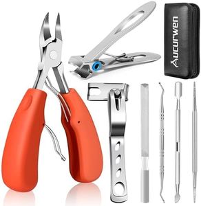 Toenail Clippers for Seniors Thick Toenails, Aucurwen Heavy Duty Toe Nail Clippers Adult Thick Nails Long Handle, Large Toenail Clippers for Thick Nails 7Pcs(Orange)