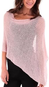 SHU-SHI Womens Sheer Poncho Casual Summer Shrug Bolero Lightweight Knit Pink