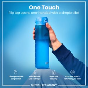Ion8 1L Water Bottle – Leak Proof Flip Lid, BPA Free, Blue