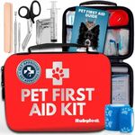 Dog First Aid Kit - Vet Approved Emergency Supplies for Dogs & Cats - Pet First Aid Handbook, Tick Remover, Slip Leash & Medical Essentials for Home, Camping, Car, RV, Travel, Road Trip