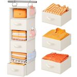 Pipishell Hanging Closet Organizer 6-Shelf, Hanging Shelves for Closet with 3 Removable Drawers & Side Pockets, Hanging Shelf Organizer for Bedroom or Garment Rack, 12'' x 12'' x 43.3'', White