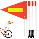 PEUTIER 2pcs Bike Safety Flag, Adjustable Height Bicycle Flag Reflective Atv Safety Flag with Fiberglass Pole Waterproof Bike Trailer Flag Orange Flag Accessories for Adult and Children's Bicycles