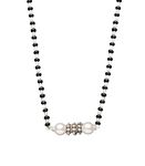 Gargi by P.N. Gadgil and Sons 925 Sterling Silver | Dainty Pearl Mangalsutra | Gift for Wife & Women | With Certificate of Authenticity and 925 Stamp (Black Beads)