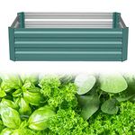 DKIEI Raised Beds Garden Raised Planters, Galvanised Steel Powder Coated Metal Raised Garden Kit for Plants Vegetables Flowers & Herbs Growing, 120x90x30cm Bottomless Planter Green