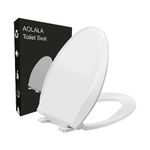 AOLALA Elongated Toilet Seat, Quiet Soft Close Toilet Seat with Cover, Plastic, Easy Clean & Install Oval Toilet Seat Replacement, Lid & Seat, No Slam, That Will Never Loosen for Bathroom White