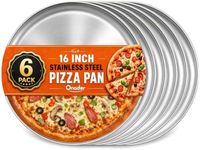 Onader 16 Inch Large Pizza Pan, 6 Pack Stainless Steel Pizza Tray for Oven