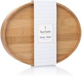 Tea Forte Natural Bamboo Small Oval Decorative Serving Tray for Tea, Coffee, Snacks, 9 in x 7 in