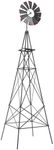 COSTWAY 8FT Metal Windmill, Weather-resistant Ornamental Garden Wind Mill as Weather Vane & Decoration, Outdoor Wind Spinner Sculpture for Patio Backyard Farm (Grey, 67x67x253cm, More Metal Braces)