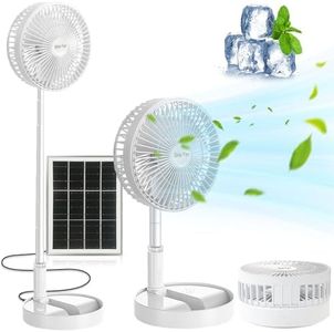 Ceboic Ventilateur sur Pied Solaire, Portable Ventilateur de Table 5200mAh Batterie Rechargeable Ventilateur Silencieux, 3 Vitesses et Réglable en Hauteur Ventilateur de Sol pour Maison Bureau Camping