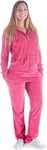 Women's 2 Piece Outfits Velvet Zip Hoodie Sweatshirt & Sweatpants Sweatsuits and Velour Tracksuit Sets Jogging Suit (Large, Coral)