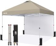 CROWN SHADES 10x10 Pop Up Canopy with 1 Side Wall - Beach Tent with One Push Setup - Outdoor Sun Shade for Events, Parties, Camping - Gazebo with STO-N-Go Cover Bag (Beige)