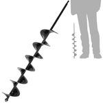 SYITCUN 8x60cm Garden Hole Digger Auger for Planting Bulbs Seedlings,Long Handle Bulb Planting Auger,Heavy Duty Garden Spiral Auger Drill Bit,Solid Core Shaft Planting Auger,Garden Bulb Planter Tools