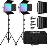 GVM 1200D 50W RGB LED Panel Video Light with Softbox Kit, Photography Lighting Kit for Studio with APP Bluetooth Control, 3200-5600K, Aluminum Alloy Shell CRI 97, 928 LEDs 18 Scenes, 2 Packs