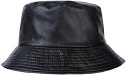 ZLYC Unisex Fashion Bucket Hat PU Leather Rain Hat Waterproof Fishmen Cap (Black)