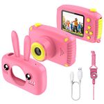 Kids Camera for 3-12 Year Old Girls, Digital Camera Girls Toys 2 inch for Children with 32GB SD Card Birthday Christmas Toy Gifts for 3 4 5 6 7 8 Year Old Girls Birthday Creative Gift Pink