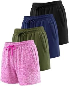 Womens Active Athletic Dri Quick Dry Fit Shorts Gym Running Loose Zipper Pockets Casual Workout Hiking Ladies Lounge Exercise Sweat