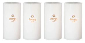 Floryn Decor® Paraffin Wax Pillar Candle (Set of 4, 3 X 6 Inch, White) | Dripless | Smokeless | Unscented | Burning time- 60 hrs | Hand Poured | Christmas Candle