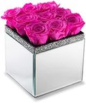 SOHO FLORAL ARTS | Large Mirrored Vase Pave Accent | Real Roses That Last a Year and More | Eternal Roses in a Box