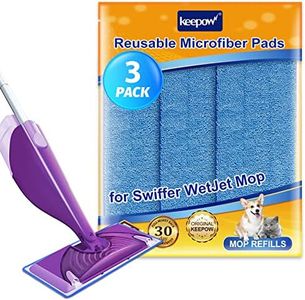 Microfiber Mop Pads Compatible with Swiffer Wet Jet, Reusable and Machine Washable Floor Pad Refills, Mop Head Replacements for Multi Surface Wet & Dry Cleaning, Pack of 3