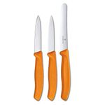 Victorinox Swiss Made Stainless Steel Swiss Classic Kitchen Knife (Set of 3) Serrated and Straight Edge Knives for Professional and Household Kitchen, Kitchen Tools, Orange, 6.7119.3