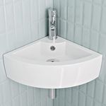 Home Supplies Modern Design Bathroom Wash Basin Sink Corner Wall-Mounted White Cloakroom Ceramic Basin for Bathroom and Toilets (13.5x43.5x32) (HxWxD)