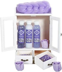BRUBAKER Confezione Regalo Bagno e Cura 10 Pezzi in Comodo Armadietto Bianco - Lavanda