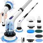 Cordless Cleaning Brush,Electric Spin Scrubber with 9 Replaceable Brush Heads,Shower Scrubber with 50 Inch Adjustable Handle,Power Cleaning Brush for Bathroom,Kitchen,Car,Tile,Wall,Floor